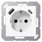 Ki&scaron;tukinis lizdas su USB A + USB C lizdu JUNG A1520-15CAWW (baltas, 16A/250V)