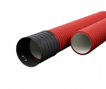 Raudonas gofruotas vamzdis D40/d31 su virve Ecopipe (be halogenų, 50m)