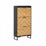 SoBuy batų spintelė su 3 durelėmis, prie&scaron;kambario staliukas, juoda, 62x24 cm, FSR164-SCH