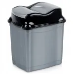 Plastikinė &scaron;iuk&scaron;liadėžė su pasukamu dangteliu, 5 l, pilka, voniai, virtuvei ir biurui