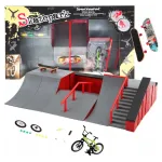 Didelis &bdquo;fingerboard&ldquo; riedlenčių parkas vaikams su mini riedlente ir dviračiu FB-09-C