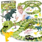MalPlay &bdquo;Dino Park&ldquo; lenktynių trasa su dinozauru, 240 detalių, elektrinis automobilis