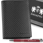 &bdquo;Zagatto&ldquo; vyri&scaron;ka juoda vertikali natūralios odos piniginė su RFID apsauga