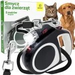 Automatinis &scaron;uns ar katės pavadėlis RETOO, 5 m, tvirta juosta, užraktas, LED žibintuvėlis, iki 15 kg