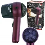 Adler AD 2247 kelioninis plaukų džiovintuvas, 1400 W, su koncentratoriumi, tylus, 2 galios lygiai