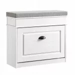 Apmu&scaron;tas suoliukas batų spintelė su daiktadėže baltos spalvos 61x24x51cm FSR82-K-WG