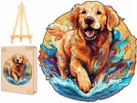 Dideli mediniai dėlionės 280 dalių medinėje dėžutėje Golden Retriever