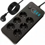 BLOW maitinimo ilgintuvas su jungikliu, 3 USB ir USB-C jungtimis, 6 lizdai, 5 m