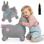 &bdquo;Sun Baby&ldquo; guminis &scaron;okinėjantis ponis vaikams su pompa, pilkas, su bandana