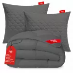 SOFTIMI visų metų antialerginės antklodės 200 &times; 220 cm ir 2 pagalvių 70 &times; 80 cm komplektas, pilkas