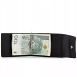 Belveder BW68 juoda maža vyri&scaron;ka piniginė i&scaron; juchtinės odos su banknotų segtuku