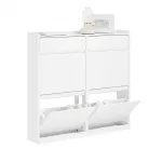 Batus spintelė su 4 durelėmis ir 2 stalčiais prie&scaron;kambariui 98x19 cm SoBuy FSR169-W