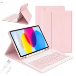 Dėklas ir klaviatūra &bdquo;Apple iPad 10.9&ldquo; 10-osios kartos (2022 m.) ir &bdquo;iPad 11 A16&ldquo; 11-osios kartos (2025 m.), rožiniai
