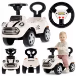 Sun Baby GO GO Fashion vaiki&scaron;kas stumiamas automobilis su garso vairu ir atlo&scaron;u, baltas