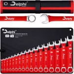 &bdquo;Delphi Tools&ldquo; plok&scaron;čiųjų žiedinių veržliarakčių rinkinys, 17 vnt., 6&ndash;32 mm