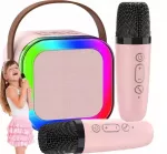 Belaidis ne&scaron;iojamas karaoke rinkinys, 2x mikrofonas + Bluetooth RGB garsiakalbis