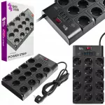 Spacetronik elektros lizdų blokas, ilgintuvas, 13 lizdų, 6xUSB, 2m