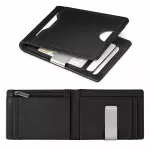 Maža juoda vyri&scaron;ka odinė piniginė &bdquo;Slim&ldquo;, 1,5 cm, natūrali oda, &bdquo;Smart Wallet&ldquo;