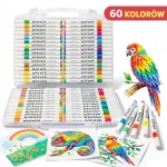 60 spalvų akrilinių žymeklių rinkinys pie&scaron;imui su dėklu