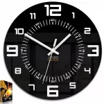 Sieninis laikrodis ROCKY juodai baltas 3D tylus, įskaitomumas, blizgus 28 CM