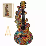 MEDINĖS DĖLIONĖS SUAUGUSIEMS, GITARA, 200 DETALIŲ, MEDINĖ DĖŽUTĖ