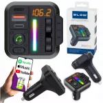 BLOW automobilinis &bdquo;Bluetooth 5.3&ldquo; FM siųstuvas su RGB ap&scaron;vietimu, &bdquo;QC 3.0&ldquo; ir USB-C PD 20 W įkrovikliu