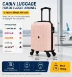 Mažas rankinis bagažas 40 &times; 30 &times; 20, ABS lagaminas su nuimamais ratukais, Ryanair, rožinis