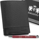 &bdquo;ZAGATTO&ldquo; juoda vertikali vyri&scaron;ka odinė piniginė su RFID apsauga