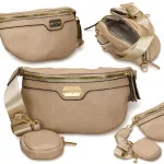 Smėlio spalvos Gracio diržinė rankinė, moteri&scaron;kas crossbody krep&scaron;ys su užtrauktuku