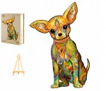 DIDELĖS MEDINĖS DĖLIONĖS 221 ELEMENTAS CHIHUAHUA MEDINĖJE DĖŽUTĖJE