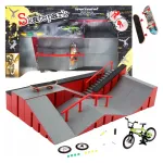 FB-09-B fingerboard rinkinys vaikams: didelis skateparkas, mini riedlentė ir BMX dviratis