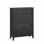 Juoda auk&scaron;ta batų spintelė su stalčiumi ir 2 durelėmis 80x25x108 cm FSR89-SCH