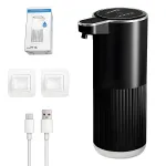 Bekontaktis automatinis putų muilo dozatorius, juodas, įkraunamas per USB