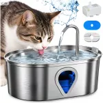 Vandens fontanas gyvūnui, ELS PET automatinis fontanėlis &scaron;unims ir katėms, nerūdijančiojo plieno, tylus, su filtru, 3,5 l