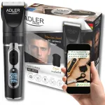 &bdquo;Adler AD 2837&ldquo; profesionali belaidė plaukų kirpimo ma&scaron;inėlė su LCD ekranu ir perėjimų formavimo antgaliais