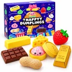 2 vnt. &bdquo;Squishy&ldquo; minkomų žaisliukų rinkinys &bdquo;Sūris, &scaron;okoladas, bananas&ldquo;, 8 viename, advento kalendorius