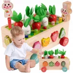 MalPlay Montessori medinis rū&scaron;iuoklis &ndash; vežimėlis su morkomis ir magnetiniu triu&scaron;iu