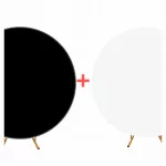 2x užvalkalas stovui, juodas ir baltas, dekoracijų rinkinys, apvalus fonas
