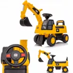 Geltonas SUN BABY CAT ekskavatorius-važiuoklė vaikams, automobilis-stumdukas