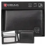 Maža vyri&scaron;ka odinė piniginė Koruma su RFID apsauga, vieta kortelėms ir monetoms, juoda