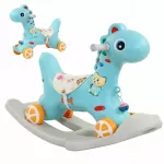 SUPAMASIS ARKLIUKAS &bdquo;KONIK&ldquo; 2IN1 &ndash; DIDELIS SUPAMASIS ŽAISLAS IR STUMDYKLĖ VAIKAMS, HORSE, SU GARSU, MĖLYNAS