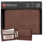 Maža vyri&scaron;ka odinė piniginė kortelėms ir monetoms, RFID apsauga, ruda / KORUMA