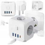 Alogy įžeminamas lizdų &scaron;akotuvas su įkrovikliu, 3 EU lizdai, 3 USB-A ir USB-C