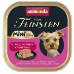 ANIMONDA Vom Feinsten Adult Mini Veal, Ham and Basil &ndash; &scaron;lapias mažų veislių &scaron;unų maistas su ver&scaron;iena, kumpiu ir baziliku, 100 g