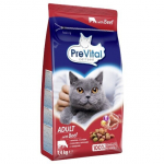 PREVITAL sausas ėdalas suaugusioms katėms su jautiena, 1,4 kg