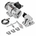 VEVOR CNC 4-osies dalijimo galva su K11-100mm 3-žandikaulių griebtuvu, MT2 atrama, 65mm centro auk&scaron;tis, 6:1 pavaros santykis, graviravimui
