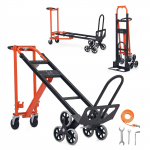 VEVOR 3-in-1 laiptų vežimėlis, 350 kg apkrova, sulankstomas transportavimo vežimėlis su triratuku, oranžinis/sidabrinis