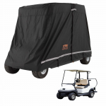VEVOR vandeni atsparus golfo vežimėlio uždangalas 2+2 vietoms, 600D poliesteris, juodas, su užtrauktukais, tinka Yamaha, EZGO, Club Car