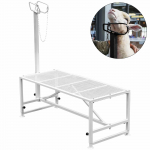 VEVOR gyvulių kirpimo stovas 130x58 cm, reguliuojamas metalinis stovas su galvos laikikliu ožkoms ir avims, 150 kg talpa