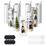 VEVOR 8 vnt. 887 ml nerūdijančio plieno sublimaciniai puodeliai su dangteliais, &scaron;iaudeliais, plėvele ir &scaron;epetėliais dovanoms ir DIY